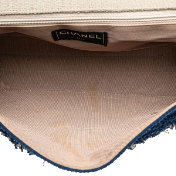 CHANEL 2.55 Chain Shoulder Bag Beige Navy Linen ⭐ - Picture 5 of 9